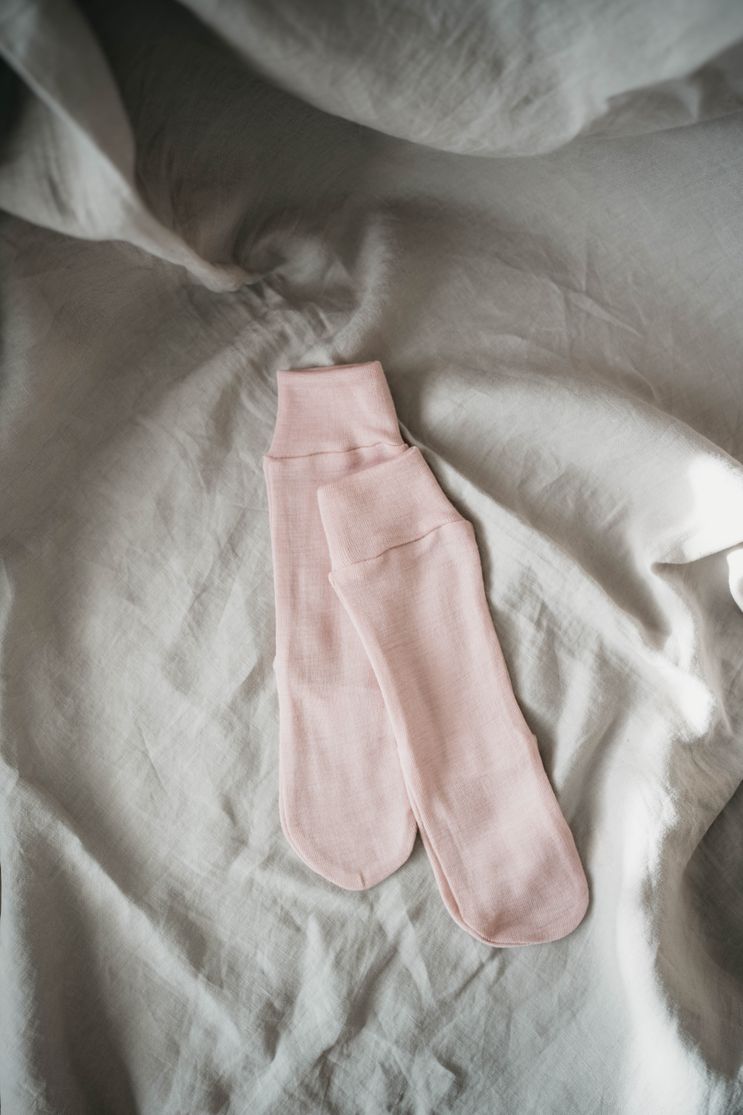 Detské merino ponožky na studené nôžky - Ružové