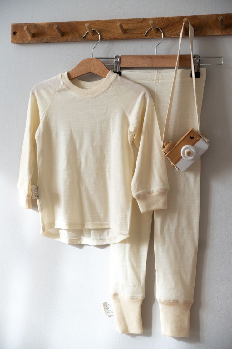 Zvýhodnený merino set/pyžamko - Kremové